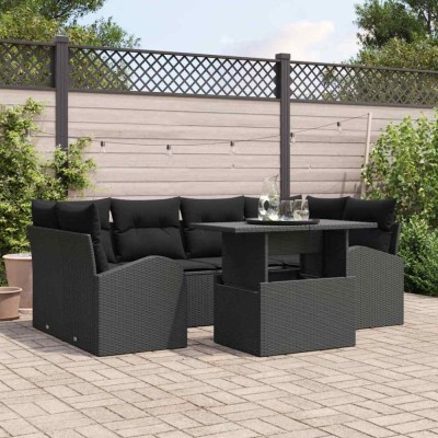 vidaXL Set de canapele pentru grădină 7 pcs Negru 100 x 55 x 73 cm 3357316 foto