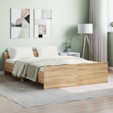 Gossi cadru pat cu tablie la cap/picioare, stejar sonoma, 135x190 cm