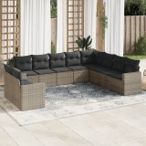 Gossi set mobilier de gradina cu perne, 10 piese, gri, poliratan