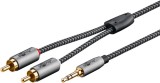 Cablu audio jack stereo 3.5mm la 2 x RCA T-T 0.5m brodat, Goobay Plus G65284