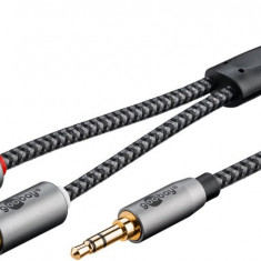 Cablu audio jack stereo 3.5mm la 2 x RCA T-T 5m brodat, Goobay Plus G65290