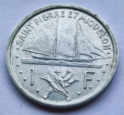49. Moneda Saint Pierre &amp;amp; Miquelon 1 franc 1948 (tiraj 600.000 buc) foto