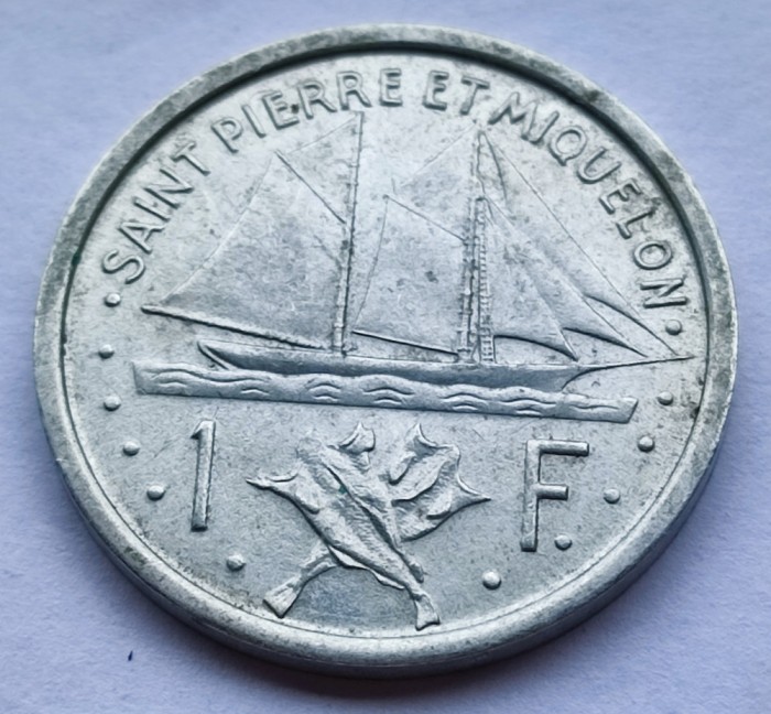 49. Moneda Saint Pierre &amp; Miquelon 1 franc 1948 (tiraj 600.000 buc)