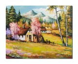 Cumpara ieftin Tablou pesaj de la munte pictat manual, 50x40cm ulei pe panza, gata de expus pe perete