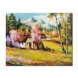 Tablou pesaj de la munte pictat manual, 50x40cm ulei pe panza, gata de expus pe perete