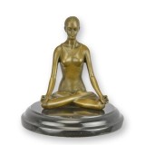 Femeie meditand-statueta din bronz cu un soclu din marmura BX-92