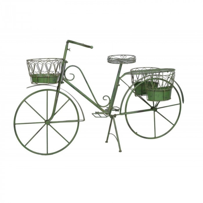 Bicicleta jardiniera din fier forjat verde AJA229