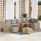 Cumpara ieftin Set de canapele pentru grădină cu pernă 9 pcs Bej, Gri deschis
