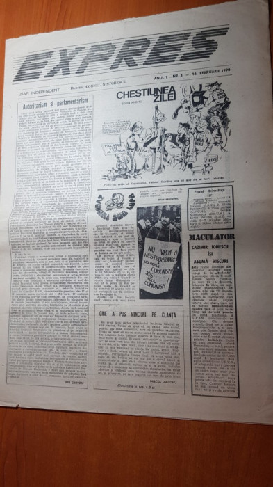 ziarul expres 18 februarie 1990-revolta cinastilor,art minerii din valea jiului