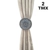 Set Brosă Decorativă Perdele, Model Mandala, Lemn, 2 Bucăți, Negru și Maro, 6cm, Oem