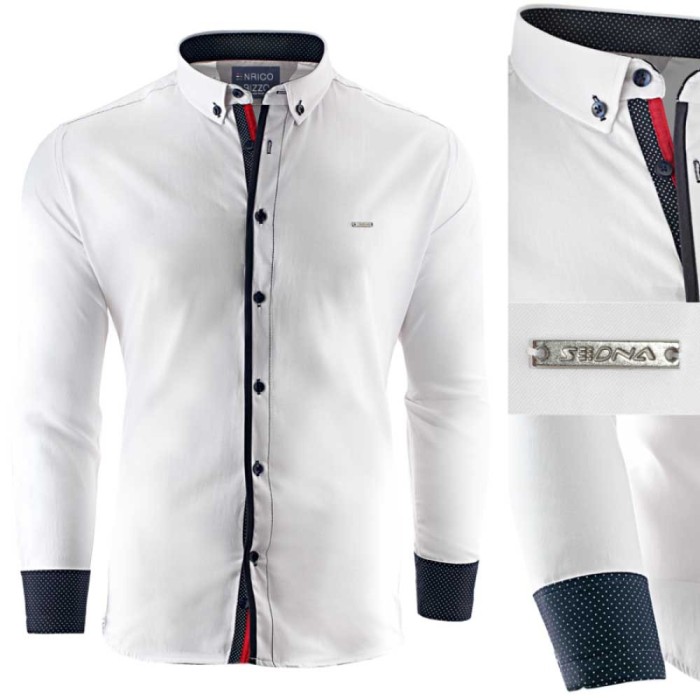 Camasa pentru barbati, slim fit, alba, casual, cu guler - enrico rizzo willow Camasa pentru barbati, slim fit, alba, casual, cu guler - enrico rizzo willow