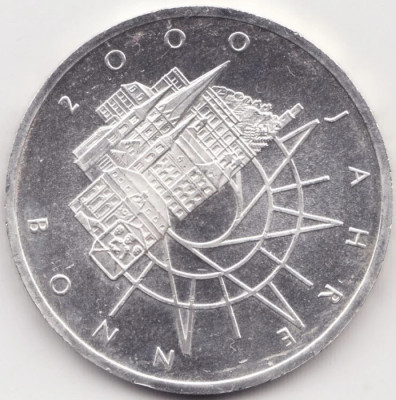 Moneda Argint Germania - 10 Deutsche Mark 1989 - 2000 ani Bonn - D foto