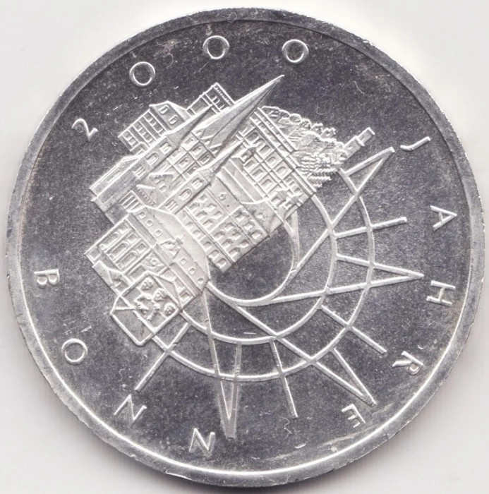 Moneda Argint Germania - 10 Deutsche Mark 1989 - 2000 ani Bonn - D