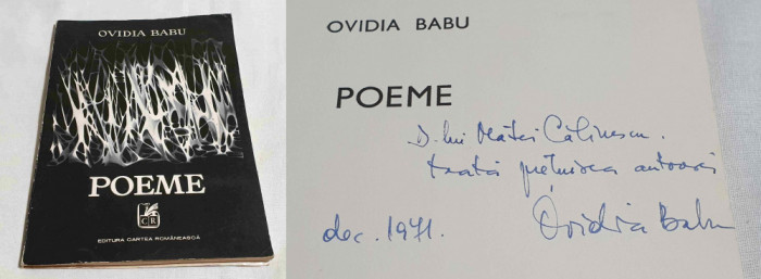 Poeme - Carte cu dedicatie &amp; AUTOGRAF autoare Ovidia Babu