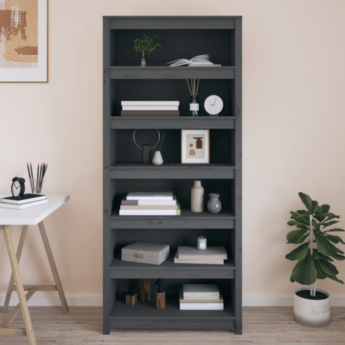 vidaXL Bibliotecă, gri, 80x35x183 cm, lemn masiv de pin 821696