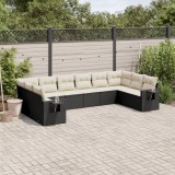 Gossi set canapele de gradina cu perne, 10 piese, negru, poliratan