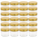 Borcane din sticla pentru gem cu capac auriu 24 buc. 110 ml