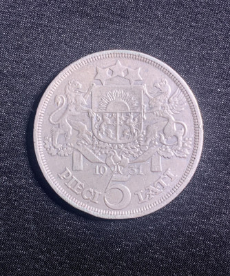Moneda 5 lati Letonia argint 1931 foto