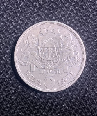 Moneda 5 lati Letonia argint 1931 foto