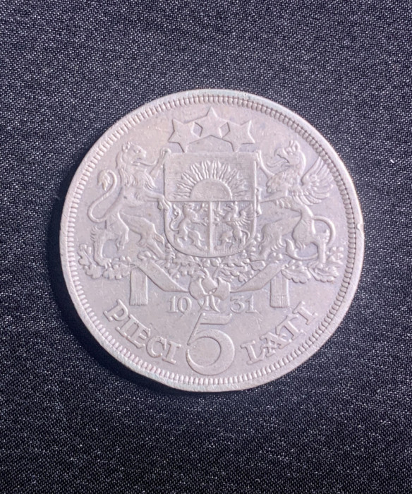 Moneda 5 lati Letonia argint 1931