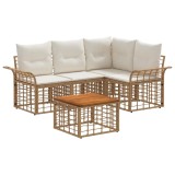 vidaXL Set de canapele de exterior 5 pcs Alb Natural și Crem Poliester 3437686
