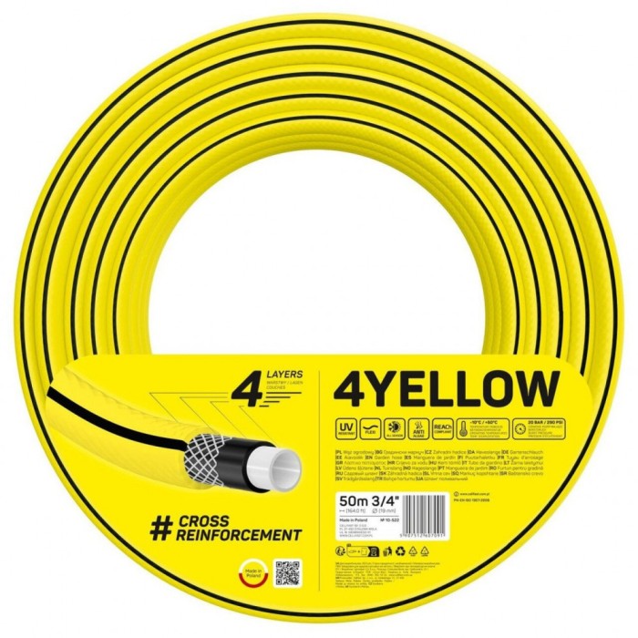 Furtun gradina, Cellfast Yellow, 4 straturi, 3/4", 50 m