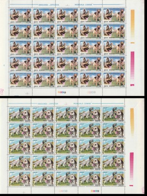 Romania 1990 - #1239 Caini de Rasa COALA COMPLETA 8v MNH foto