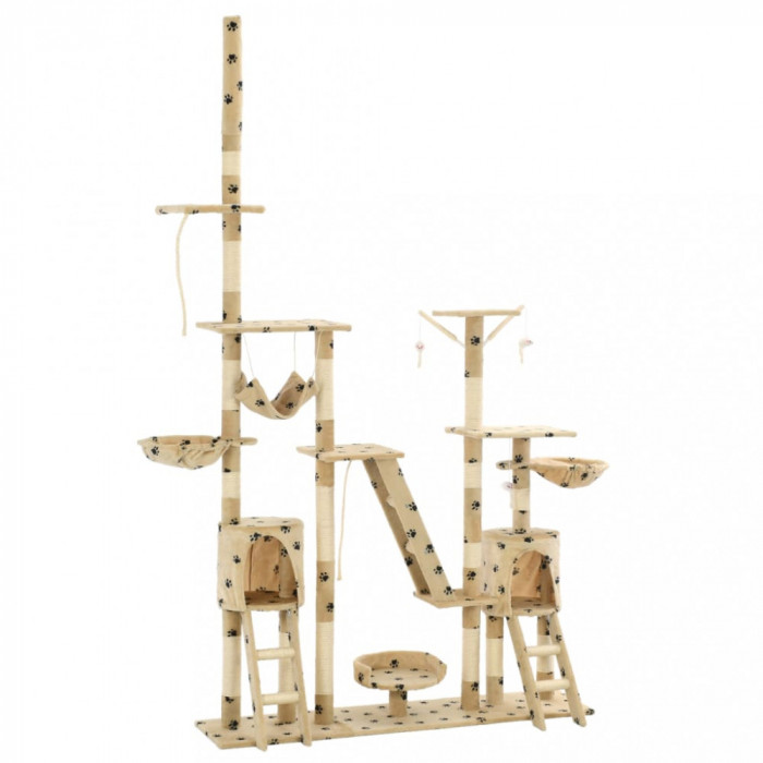 Ansamblu pisici cu funie sisal, 230-250 cm imprimeu labute, bej GartenMobel Dekor