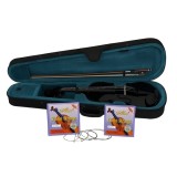 Set vioară clasică din lemn pentru copii 1/8 si doua seturi corzi, DEPOX&reg;, 43 cm, finisaj lucios negru