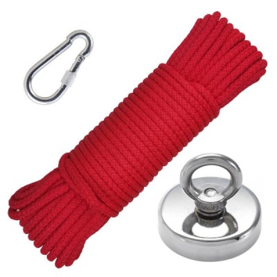 Set magnet fishing / pescuit: Oală D 75 mm + funie 6 mm / 20 m + carabină Strong foto