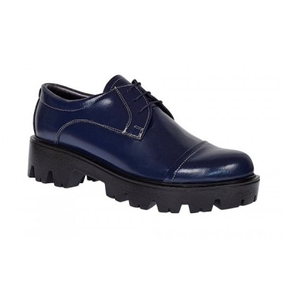 Pantofi dama casual din piele naturala platforme inalte Bleumarin - P11BLM foto