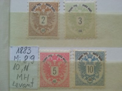1883- Austria-Levant-Mi 8-11-4 val. -MH foto