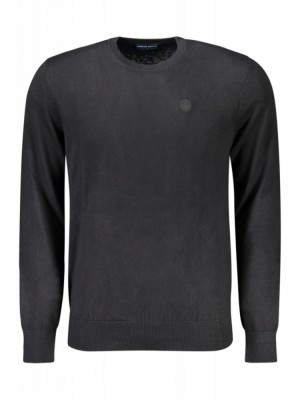 Pulover barbati, cu mini logo brodat, Regular fit, negru, S foto