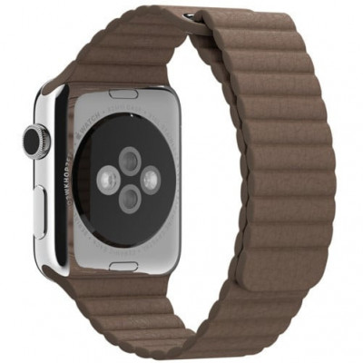 Curea iUni compatibila cu Apple Watch 1/2/3/4/5/6/7, 38mm, Leather Loop, Piele, Brown foto