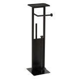 Suport hartie igienica 5Five Glass cu rezerva si perie, otel, 28x18x62 cm, negru Household NewTrend