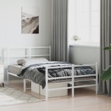 Cadru pat metalic Gossi, alb, 120x200 cm, tablie cap/picioare, structura robusta, spatiu depozitare, design modern
