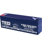 Acumulator AGM VRLA 12V 2.5Ah plumb acid 178x34x60 mm F1 terminal, Ted