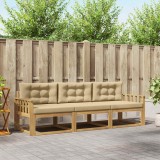vidaXL Set de canapele de exterior cu pernă 3 pcs Alb și Bej Poliester 3385987
