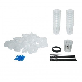 Set 50 pahare 800 ml mixare vopsea cu capac filtrant 125 microni pentru pistol de vopsit foto