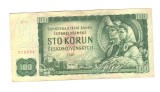 Bancnota Cehoslovacia 100 korun 1961, seria X11, stare buna