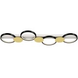 HOMCOM Lampă de tavan LED 38W 1500LM 3000K-6500K Lampă pentru living cu 4 becuri Telecomandă Schwarz+Gold | Aosom Romania