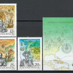 Ungaria 1991 Mi 4165/69 + bl 217 - 500 de ani de la descoperirea Americii