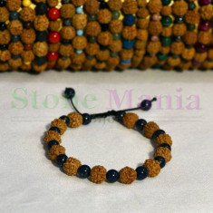 Bratara rudraksha 8mm si lapis lazuli 6mm