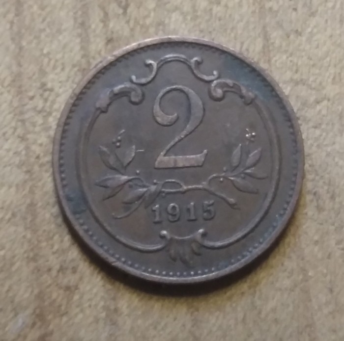 AUT AustroUngaria 2 heller 1915