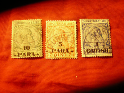 3 Timbre Albania 1914 Skandenberg , supratipar valori turcesti , stampilate foto