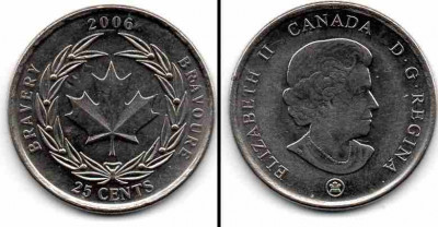 CANADA 2006 25 cents Bravery foto