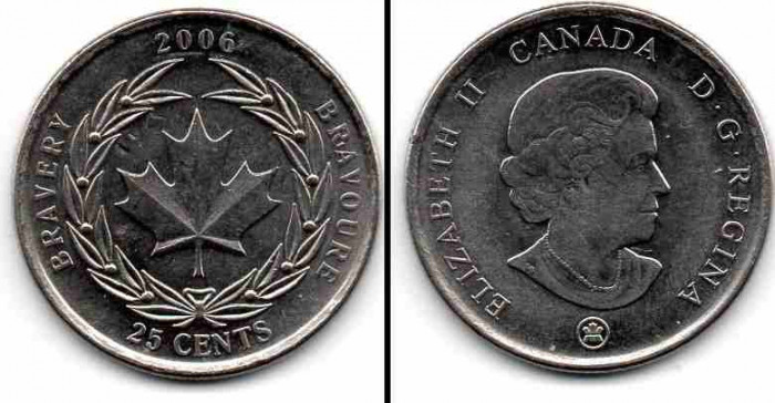 CANADA 2006 25 cents Bravery