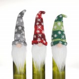 Set de 3 caciuli pentru sticle de Craciun ANPTER, textil, gri/rosu/verde