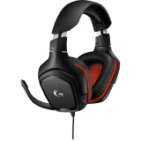 Casti gaming cu microfon Logitech G332, Negru/Rosu