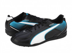 Ghete fotbal copii Puma Esquarda TT Jr. black-white-scuba blue 10312601 foto